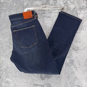 Flint and Tinder selvedge Athletic Tapered Fit Dark Wash Denim Jeans Mens 36x34